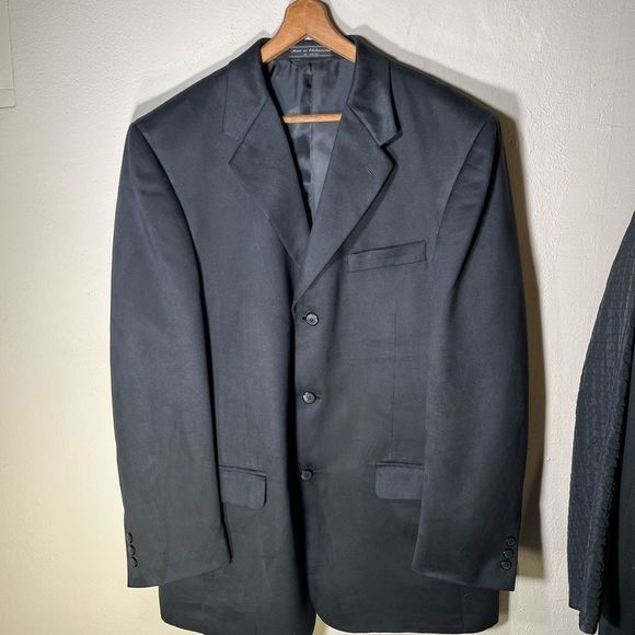 Bill Blass 42 long black polyester sport coat/blazer sueded fabric - Picture 7 of 8